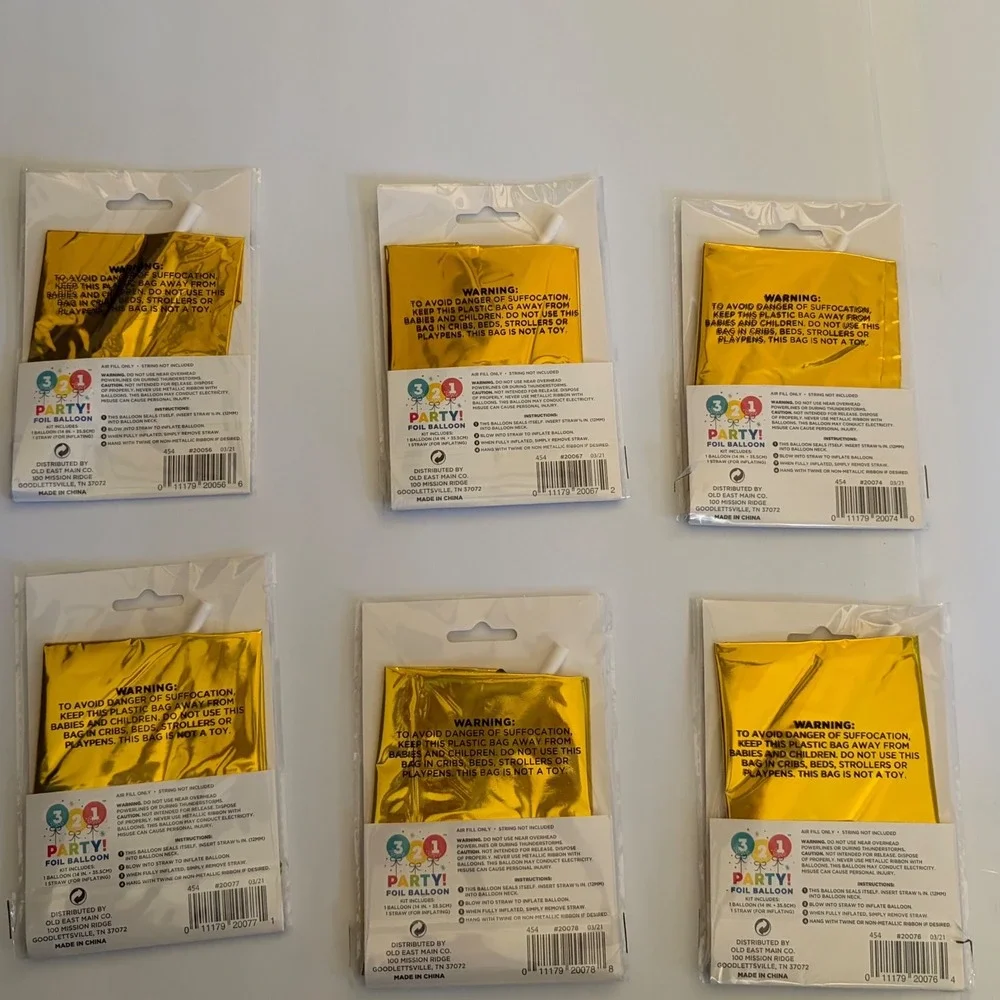 321 Party Gold Foil Balloons 14 Inch O X Z F Hashtag Ampersand Set‎ of 6 NIP